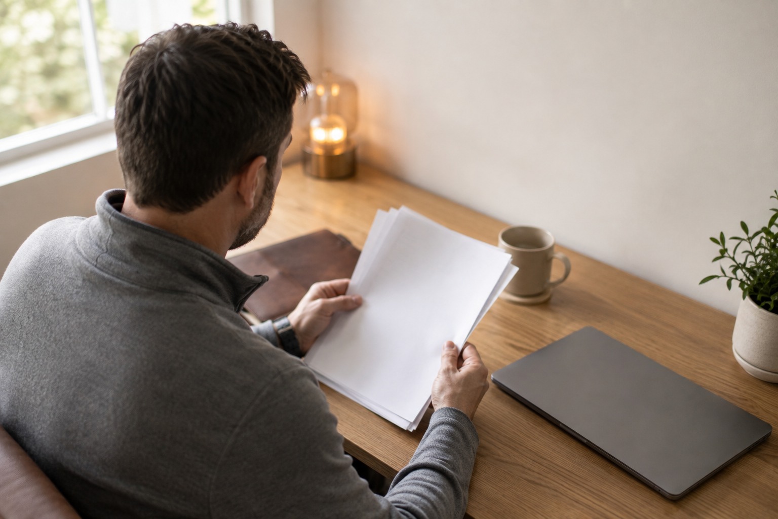 Practice owner reviewing a marketing proposal at a desk